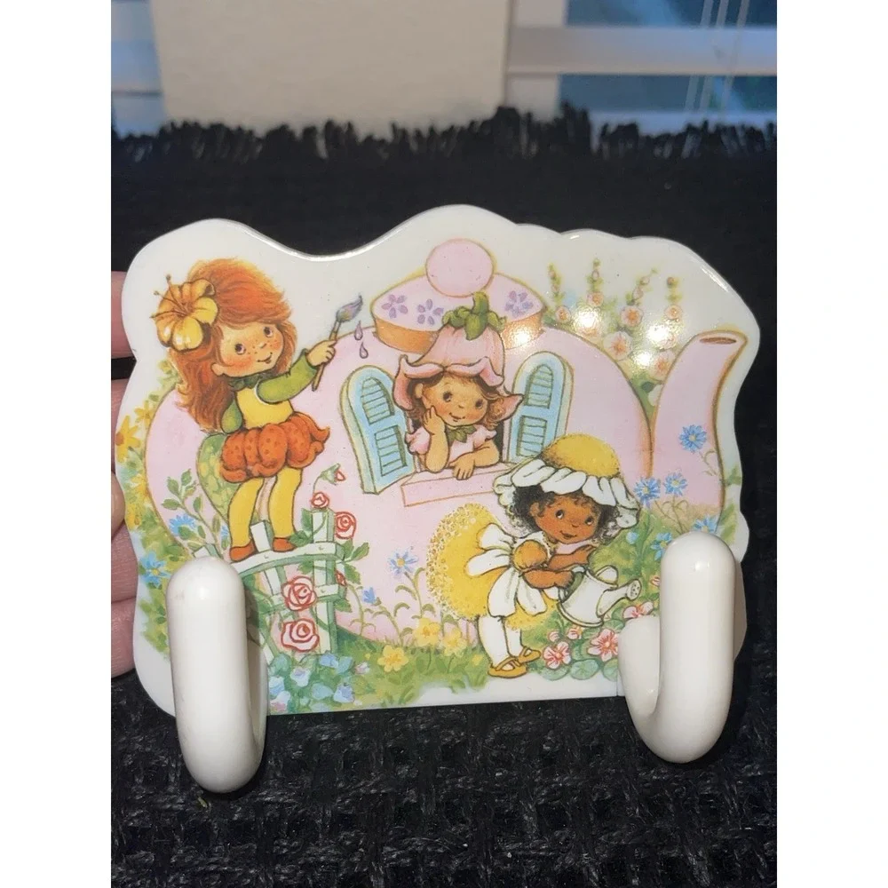 Little Blossom & Friends Avon Plastic Double Hook Wall Hanger & Switch Cover VTG